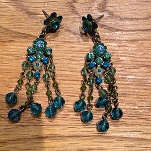 Elegant Green and Blue Dangle Earrings